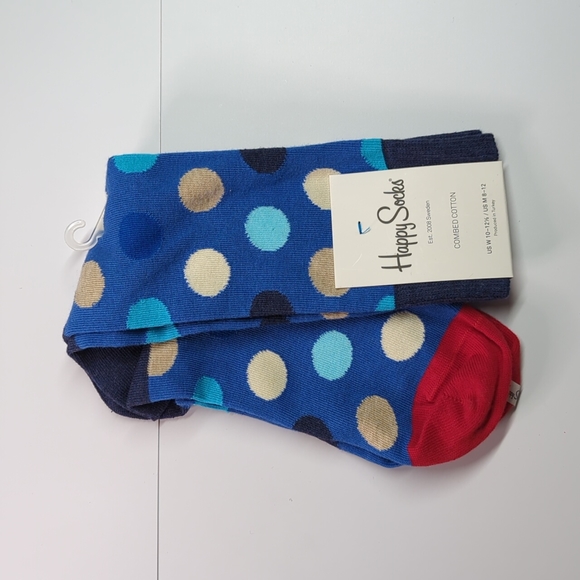 2 For $10- NWT Happy Socks- Blue Polkadot - Picture 2 of 5